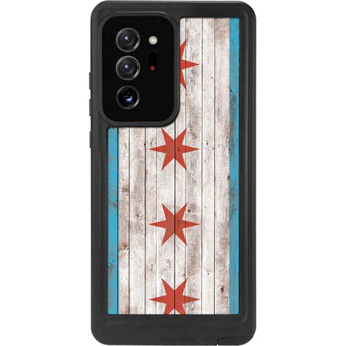 Chicago Flag Dark Wood Galaxy Note20 Ultra 5G Waterproof Case